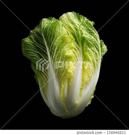 Napa cabbage closeup isolated on black background with clipping path, concept of freshness and healthy food nutrition Napa cabbage closeup isolated on black background with clipping path, concept of freshness and healthy food nutrition 138948821