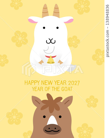 Zodiac horse and zodiac goat postcard template Zodiac horse and zodiac goat postcard template 138948836