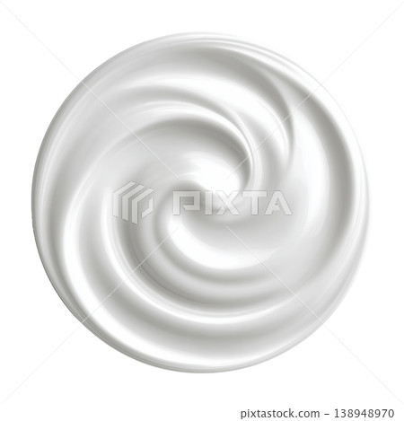 White creamy smear with smooth glossy texture isolated on white background, representing skincare and beauty concept 138948970