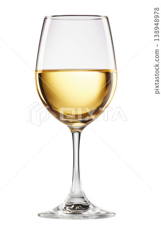 A glass of white wine, isolated on white background, symbolizing elegance and celebration A glass of white wine, isolated on white background, symbolizing elegance and celebration 138948978