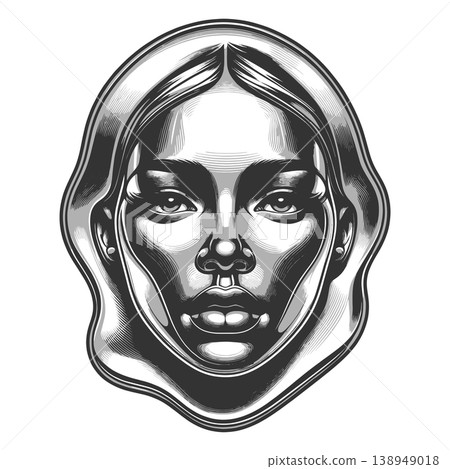 Liquid Metal Woman Portrait in Melting Style Liquid Metal Woman Portrait in Melting Style 138949018