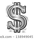 Decorative Dollar Sign Symbol raster illustration 138949045