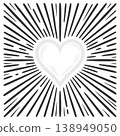 Radiant Heart Icon Burst Rays engraving vector 138949050