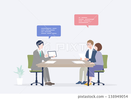 A young Japanese couple receiving an explanation from a salesman 138949054