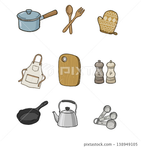 廚房用具的簡單插圖 廚房用具的簡單插圖 138949105