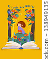 Cartoon Illustration with Little Girl and Cute Magical Fairy Tale Kingdom Story Book 138949135