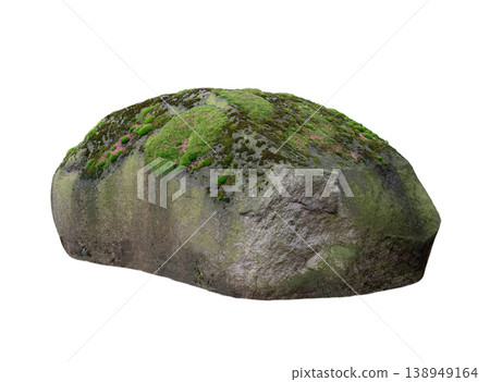 stone nice with moss isolated on white background 138949164