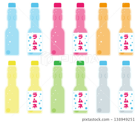 Colorful illustrations of ramune bottles Colorful illustrations of ramune bottles 138949251