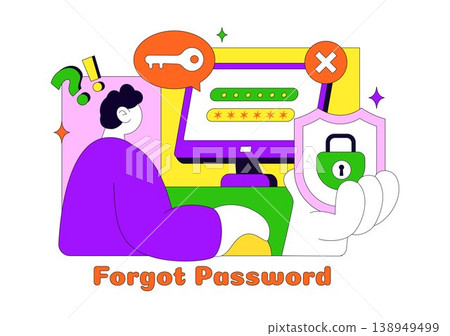 Forgot Password Vector Illustration Account Recovery Concept With Mobile Login Security Lock Verification Code and User Authentication Design 138949499