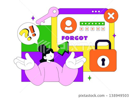 Forgot Password Vector Illustration Account Recovery Concept With Mobile Login Security Lock Verification Code and User Authentication Design 138949503