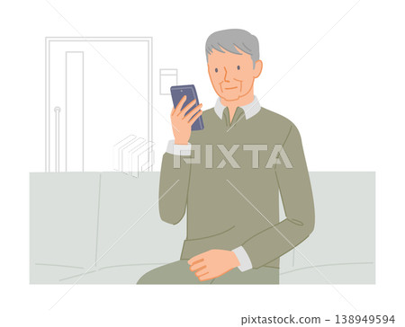 An elderly man waits his turn in a hospital waiting room, looking at his smartphone. An elderly man waits his turn in a hospital waiting room, looking at his smartphone. 138949594
