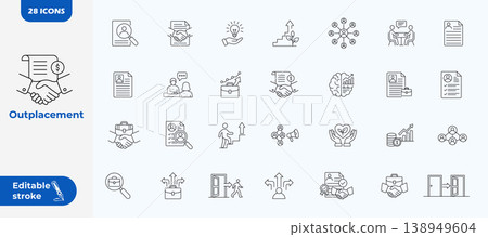 Outplacement icon set, Editable line icons, Editable stroke icon, Vector illustration. 138949604