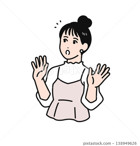 一幅簡潔的向量插圖，描繪了一位梳著別緻高髻的年輕女子。 138949626