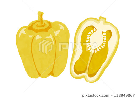 Hand-drawn style vector illustration of a yellow bell pepper Hand-drawn style vector illustration of a yellow bell pepper 138949867
