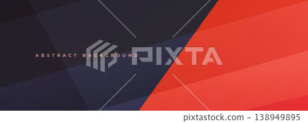 Dark navy red diagonal abstract background, bold corporate pitch banner with sharp triangular layers and vivid red accent, deep navy panels and dramatic contrast create confident atmosphere, subtle 138949895