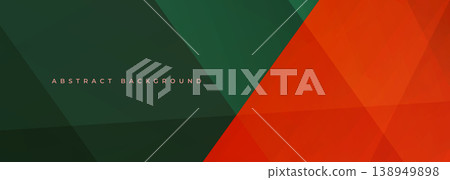 Dark green and red abstract background with bold triangular shapes and deep shadows, strong contrast and layered planes create dramatic energy and textured composition suited for edgy branding 138949898