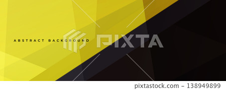 Yellow and black modern abstract wide banner with geometric shapes. Bright yellow and black abstract background. 138949899