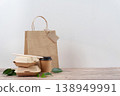 Eco friendly takeaway packaging with paper bag 138949991