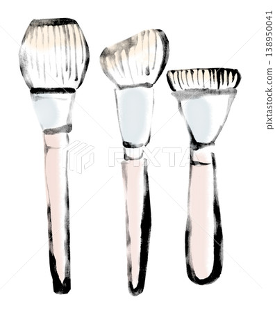 Ink painting illustration, sumi-e (ink painting) image, cosmetic brush Ink painting illustration, sumi-e (ink painting) image, cosmetic brush 138950041