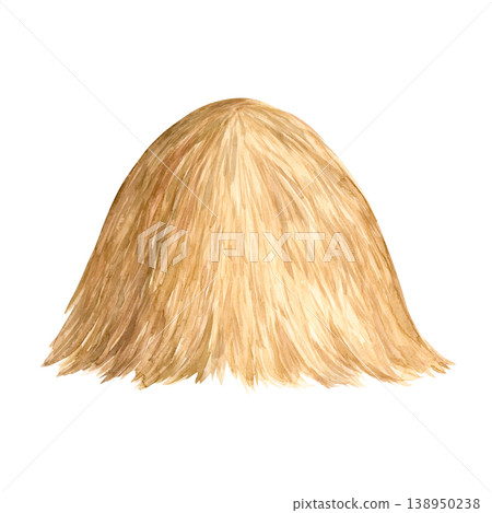 A watercolor haystack in warm golden tones 138950238