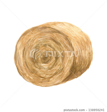 A watercolor hay bale in natural, warm tones A watercolor hay bale in natural, warm tones 138950241