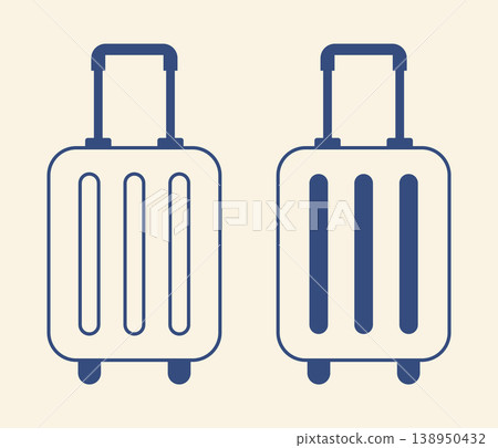 Suitcase icon set in line and solid style travel luggage concept minimal flat vector illustration Mediterranean blue palette baggage symbol tourism design isolated background Suitcase icon set in line and solid style travel luggage concept minimal flat vector illustration Mediterranean blue palette baggage symbol tourism design isolated background 138950432