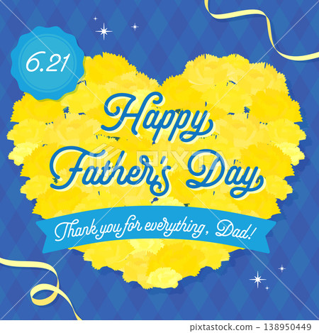 心形黃色康乃馨父親節模板_方塊 138950449