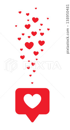 Floating hearts from speech bubble social media like notification illustration love reaction concept red chat icon with falling hearts romantic symbol for app interface web design Floating hearts from speech bubble social media like notification illustration love reaction concept red chat icon with falling hearts romantic symbol for app interface web design 138950481