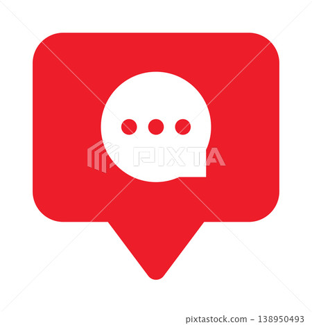 Chat message speech bubble icon with typing dots minimal social media communication symbol modern flat design red notification badge dialog concept for app interface web ui messaging 138950493