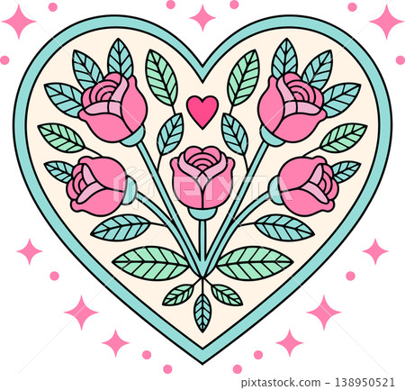 heart, rose, floral 138950521