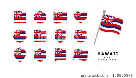 夏威夷州旗扁平化設計圖示集向量圖 138950578
