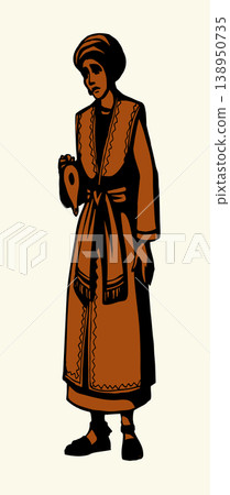 Vector drawing. Girl with a lamp Vector drawing. Girl with a lamp 138950735