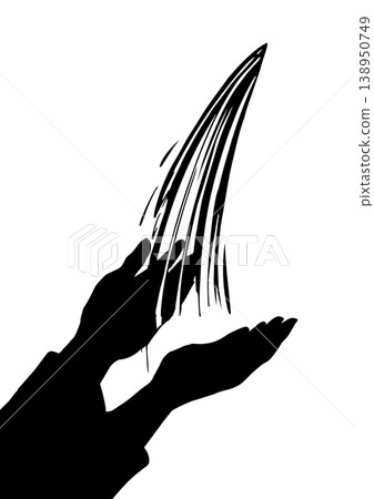 Vector drawing. Water fall on the hands 138950749