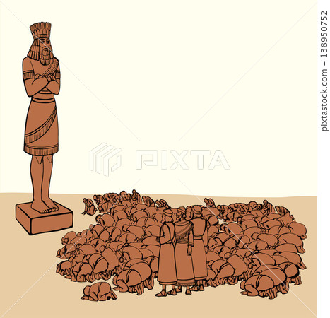 Vector drawing. People bowing befor idol 138950752