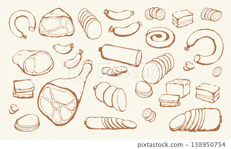 Meat production. Vector drawing food Meat production. Vector drawing food 138950754
