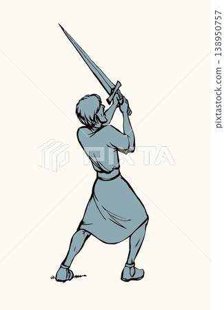 Vector drawing. Man with sword Vector drawing. Man with sword 138950757