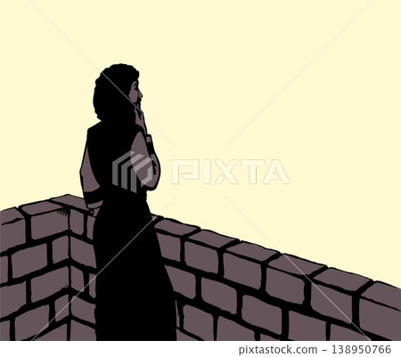 Vector drawing. King David on the roof of palace Vector drawing. King David on the roof of palace 138950766