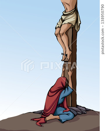 Vector drawing. Jesus on the cross 138950790