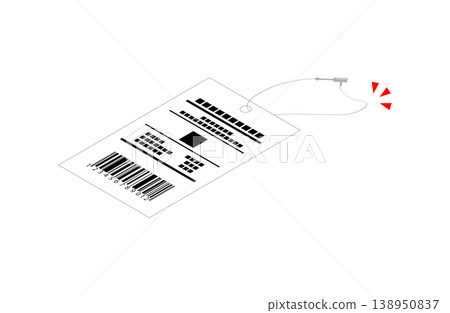 圖中顯示產品標籤上的塑膠扣件被拉伸而不是斷裂。 138950837