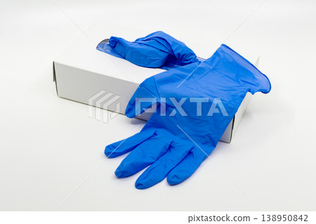 藍色醫用手套，丁腈一次性手套 138950842