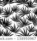 Tropical Palm Fan Leaf Seamless Pattern Silhouette Botanical Surface Design Sketch 138950967