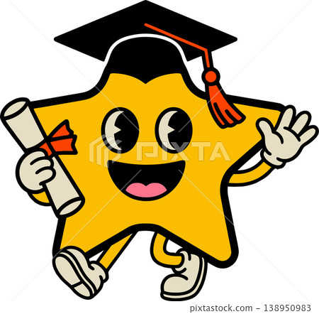 Cute Star Graduate with Diploma Cartoon Character Illustration	 138950983