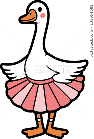Cute Goose Ballerina Wearing Tutu Cartoon Illustration Cute Goose Ballerina Wearing Tutu Cartoon Illustration 138951092