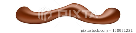 Realistic chocolate drips and drops with glossy melted texture, ideal for food packaging, branding, dessert illustrations, and sweet product design elements. Vector illustration 138951221