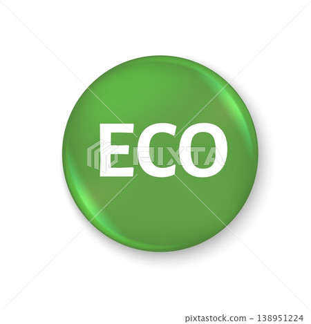 3D Eco Badge with Green Color, Eco-Friendly Symbol, Environmental Protection Concept. Vector Illustration 3D Eco Badge with Green Color, Eco-Friendly Symbol, Environmental Protection Concept. Vector Illustration 138951224