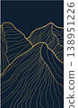 hand drawn luxury mountain line art contours, elegant landscape texture wall art collection in minimal style for posters, prints, interior decor, branding, and modern design projects. Vector 138951226