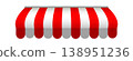 Striped red vector awnings for storefronts market stalls or cafes isolated on white background perfect for summer design themes. 138951236