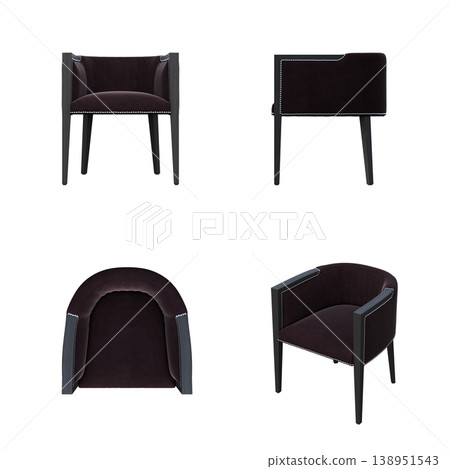 chair isolate on a transparent background, interior furniture, 3D illustration, cg render 138951543