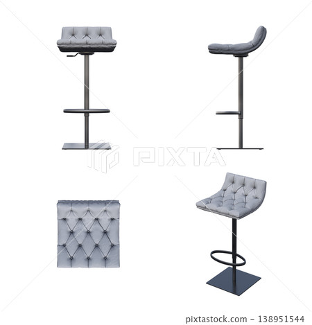 chair isolate on a transparent background, interior furniture, 3D illustration, cg render 138951544