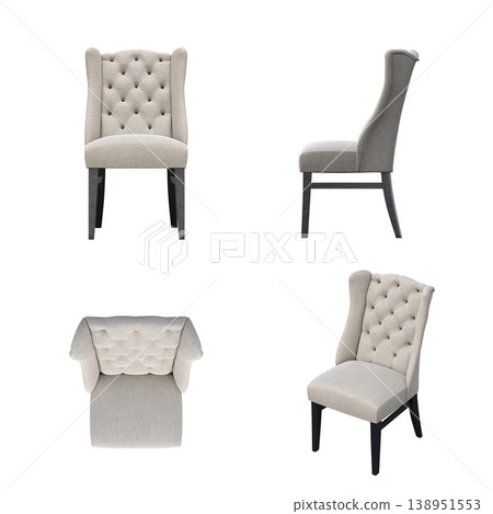 chair isolate on a transparent background, interior furniture, 3D illustration, cg render chair isolate on a transparent background, interior furniture, 3D illustration, cg render 138951553